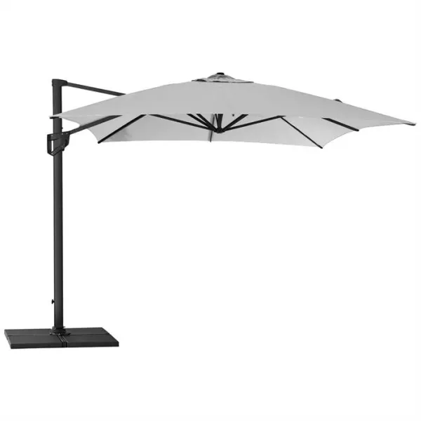 Cane-Line Hyde Luxe ομπρέλα με βάση - 3x4 μ - Αλουμίνιο με ανοιχτό γκρι ύφασμα